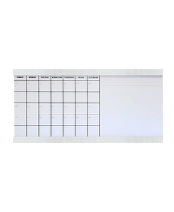 1 Large horizontal white 30-day calendar whiteboard with wood trim