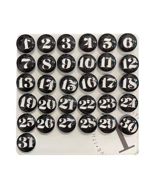 Black Number Glass Magnets