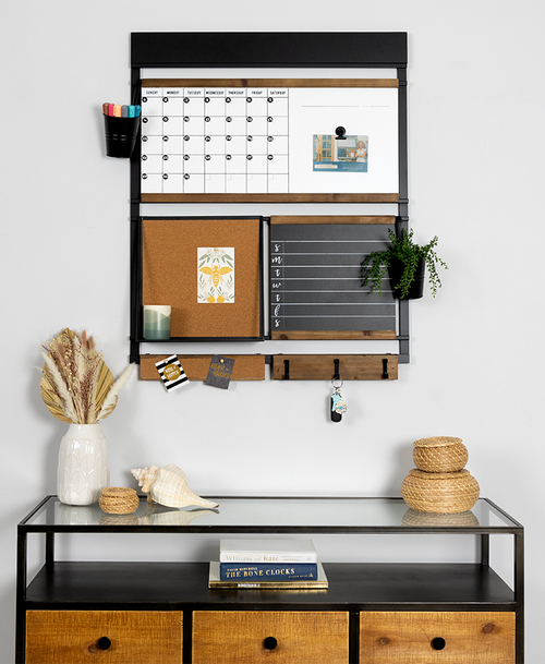 Medium Black Corkboard With Shelf