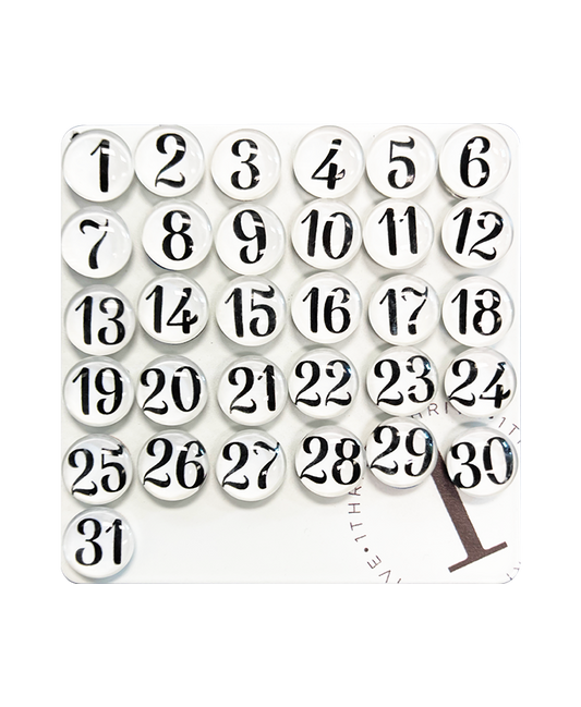 White Number Glass Magnets