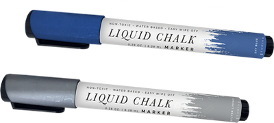 1 Silver Lining Liquid Chalk Marker 1 Sky Blue Liquid Chalk Marker Non-toxic, water based, easy wipe off