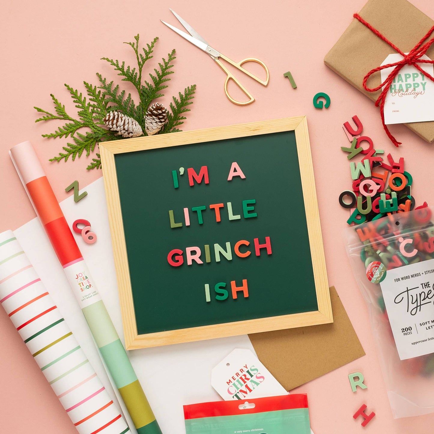 1" 200pc Joyful Holiday Rainbow Magnetic Letters