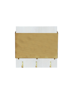 1 Gold file holder mounted on white wood with metal hooks
