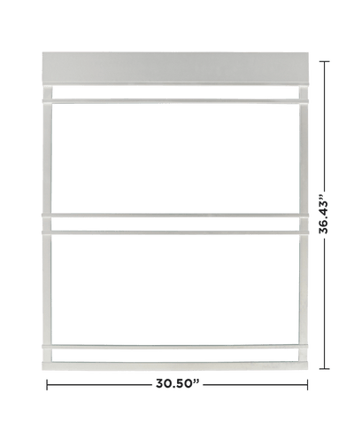 1 Wide white magnetic base with magnetic 3.5” whiteboard header 30.50" X 0.87" X 36.43"