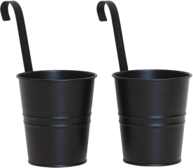 2 Black metal cups 4.00" X 4.25" X 8.00"