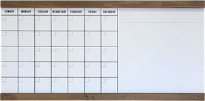 1 Large horizontal 30-day calendar whiteboard with wood trim