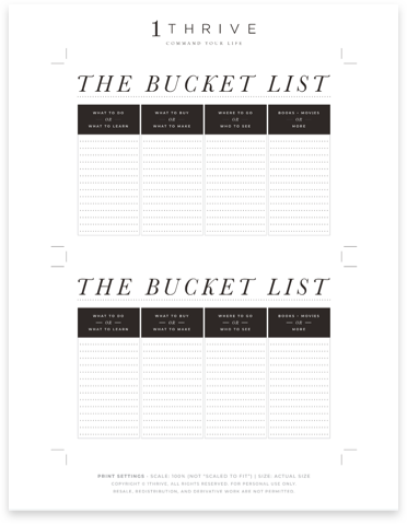 Family Bucket List Brainstorm