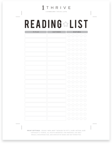 Monthly Reading List