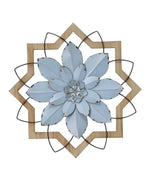 Blue Metal and Wood Flower