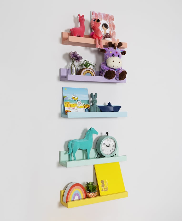 Creative Punch Free Floating Shelves For Wall, 2 Cute Figure, Wall