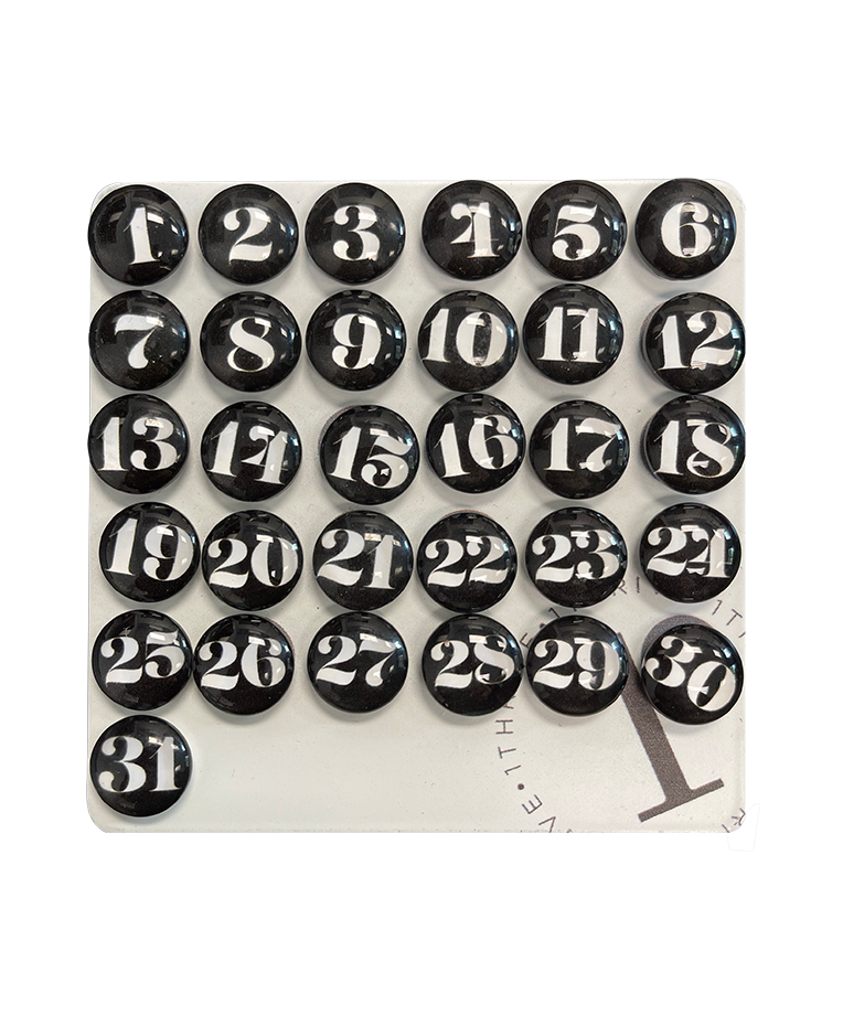 Black Number Glass Magnets