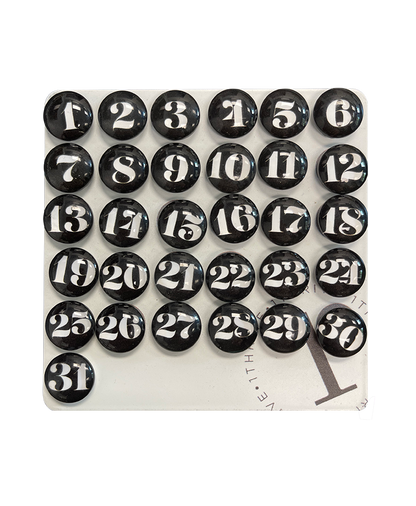 Black Number Glass Magnets