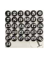 Black Number Glass Magnets